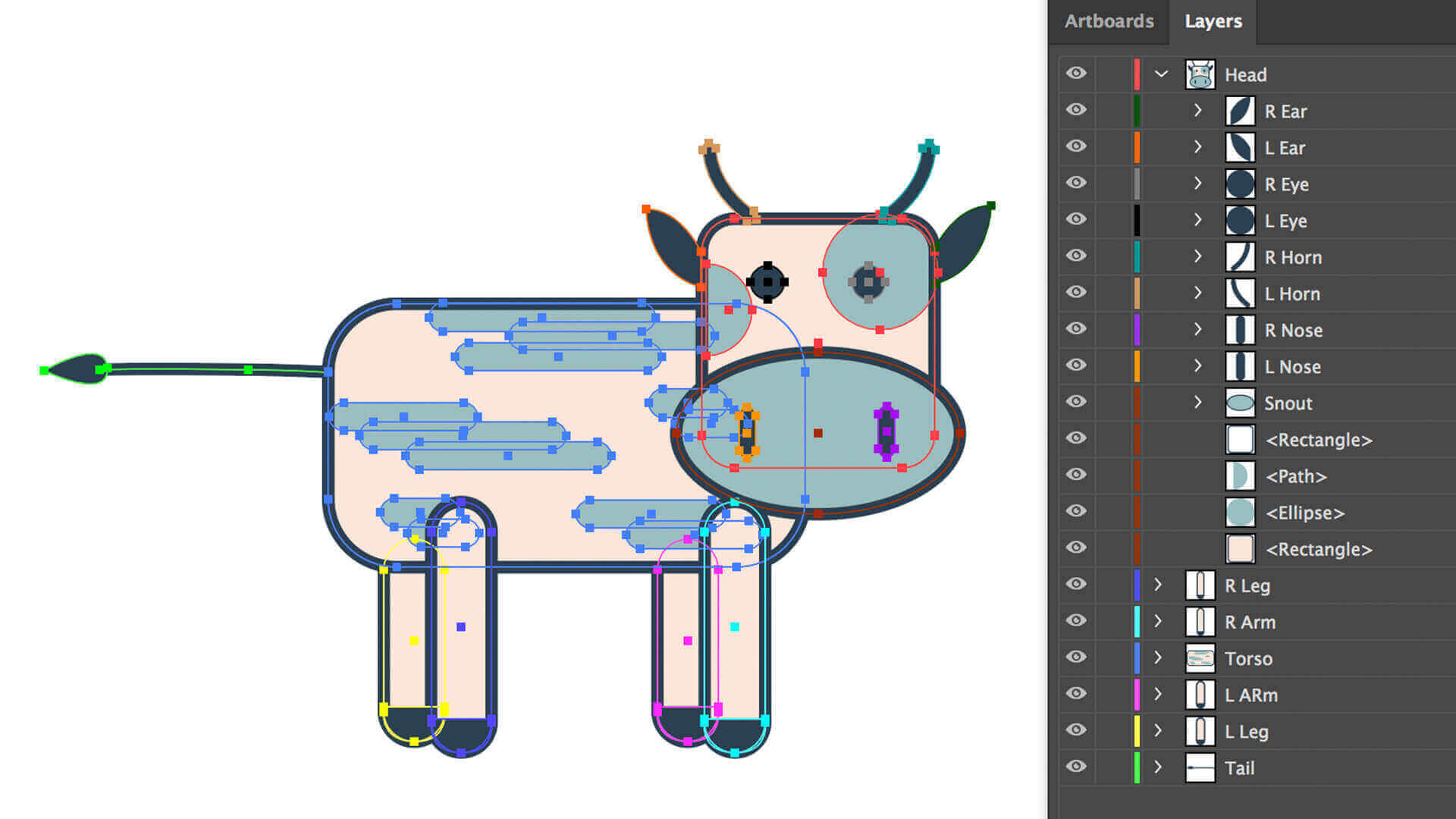 How to set up layers in Illustrator for character rigging animation in after effects