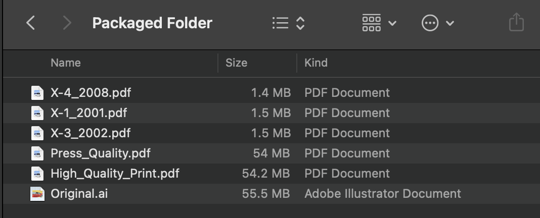 Folder of exported PDFs