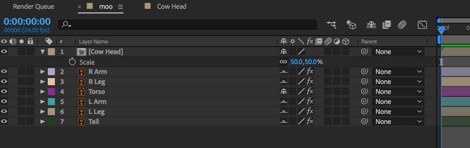 How to place your illustrator layers in after effects for character rigging